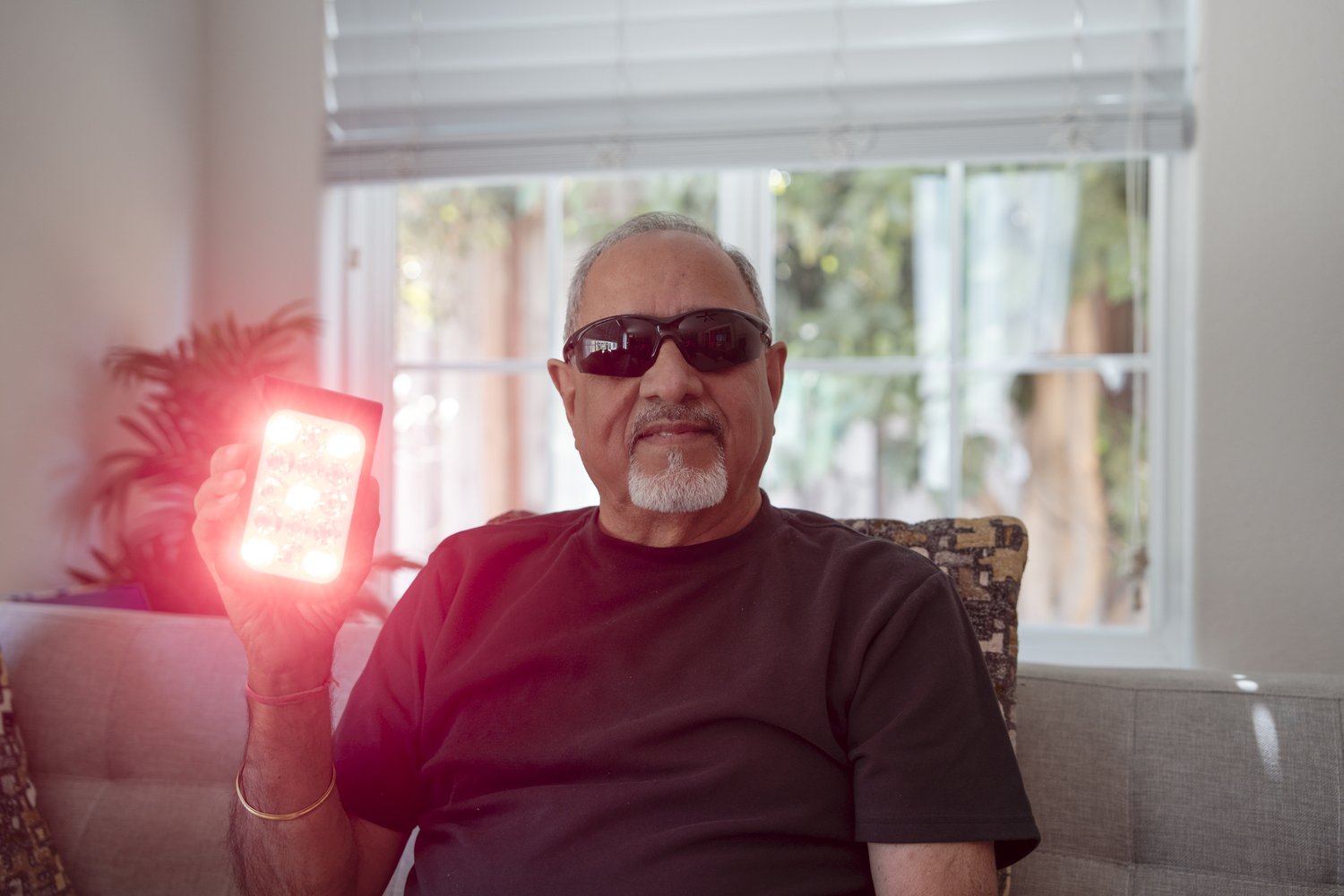 Man holding the lit FOCUS